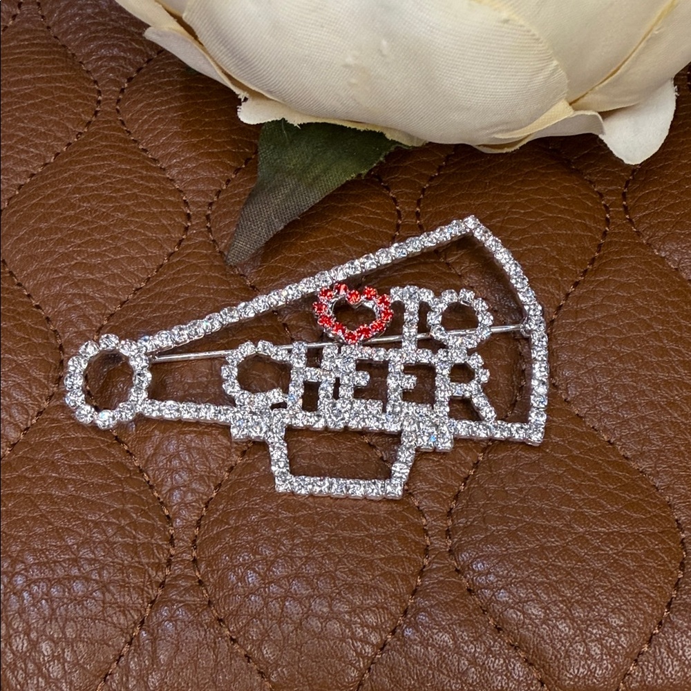 Silver and Red Cheer Brooch
